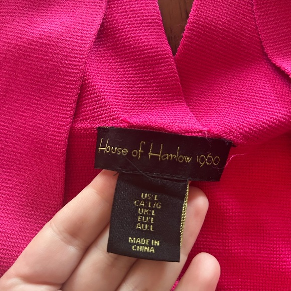 House of Harlow 1960 magenta pink bandage top square neck line racer back straps - Picture 2 of 8